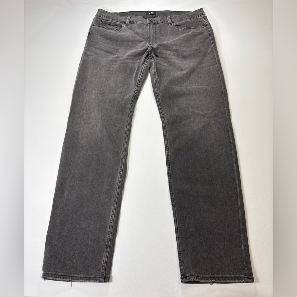 7 For All Mankind Men's Charcoal Straight Jeans